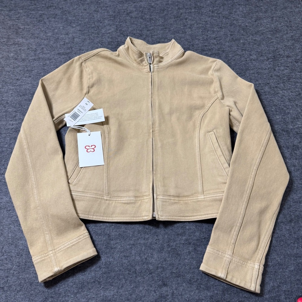 NEW Sunday Best Lourdes Jacket Wicker Tan Zip Up Cropped Twill M 119200